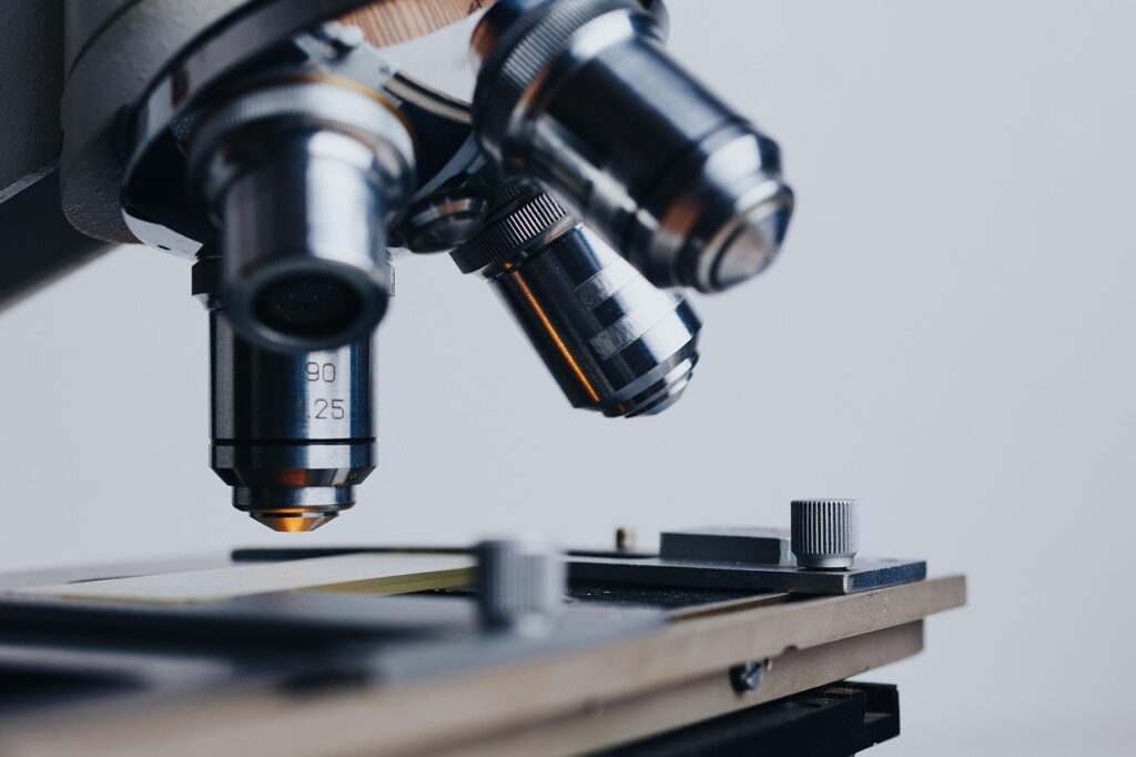 Close-up of a microscope.